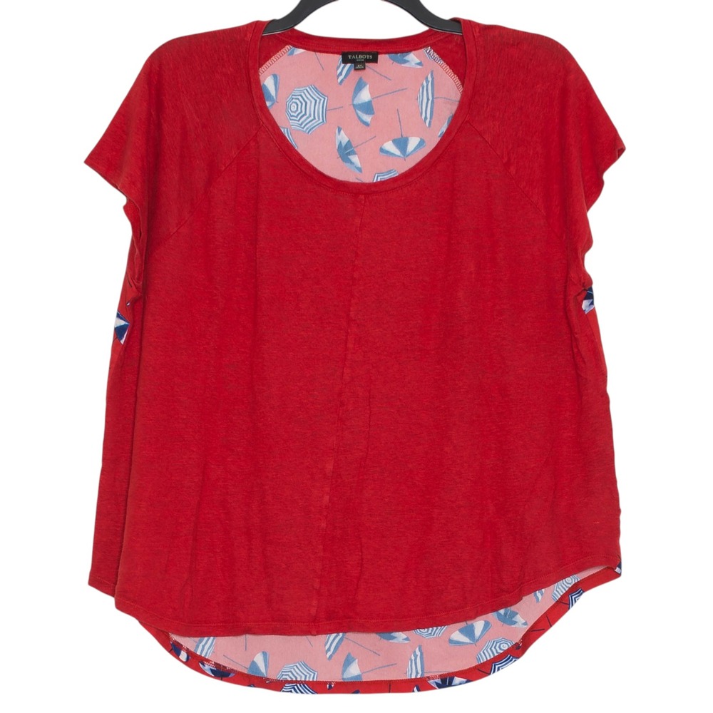 Talbots Linen Top Umbrella Novelty Coastal Beach Nautical Resort Summer Red 2X